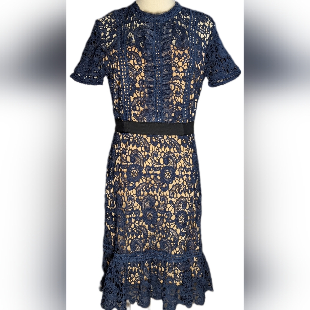 Do + Be Women's layered Navy Lace dress